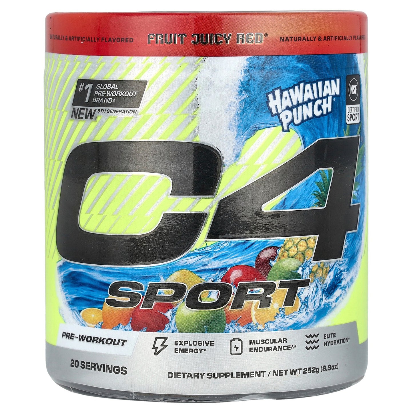 C4 / Cellucor, C4® Sport, Pre-Workout, Hawaiian Punch® Fruit Juicy Red®, 8.9 oz (252 g)