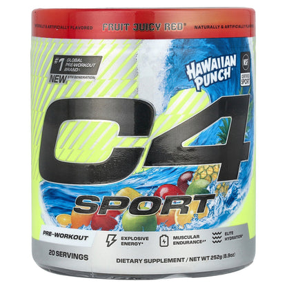 C4 / Cellucor, C4® Sport, Pre-Workout, Hawaiian Punch® Fruit Juicy Red®, 8.9 oz (252 g)