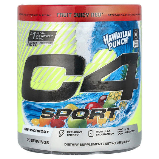 C4 / Cellucor, C4® Sport, Pre-Workout, Hawaiian Punch® Fruit Juicy Red®, 8.9 oz (252 g)