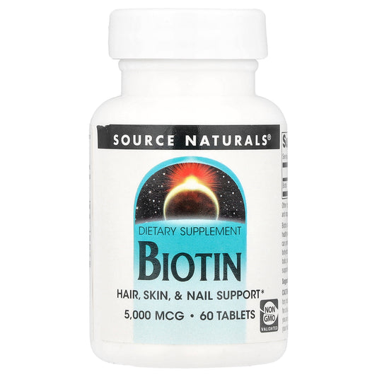 Source Naturals, Biotin, 5,000 mcg , 60 Tablets