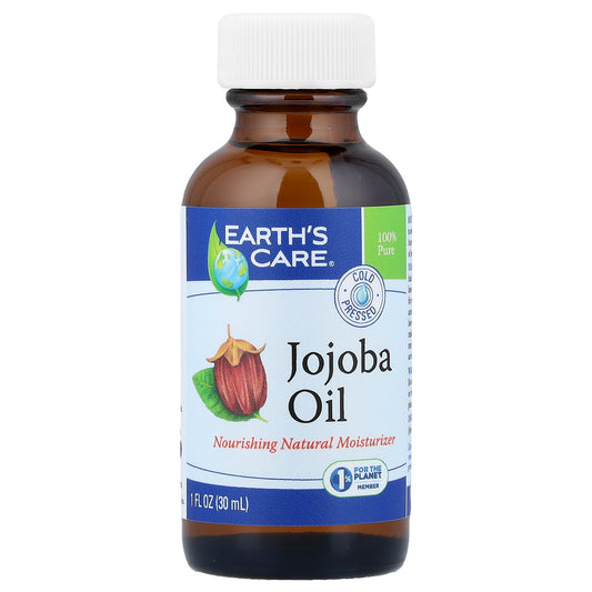 Earth's Care, 100% Pure Jojoba Oil, Cold Pressed, 1 fl oz (30 ml)