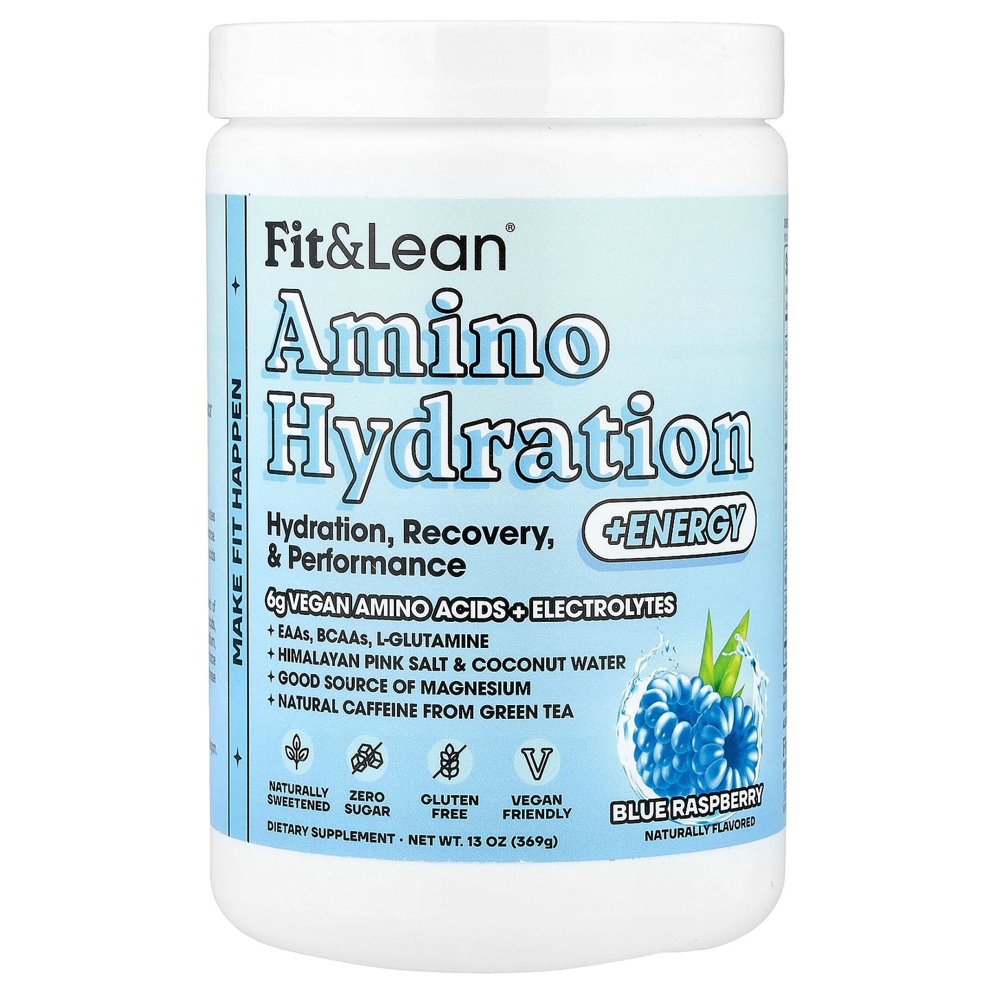 Fit & Lean, Amino Hydration + Energy, Blue Raspberry, 13 oz (369 g)
