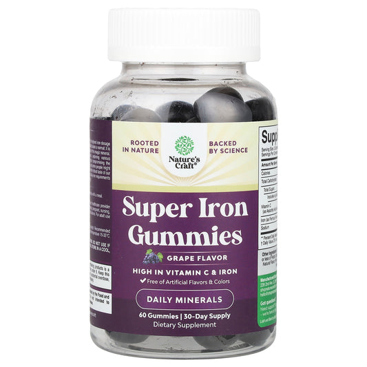 Nature's Craft, Super Iron Gummies, Grape , 60 Gummies