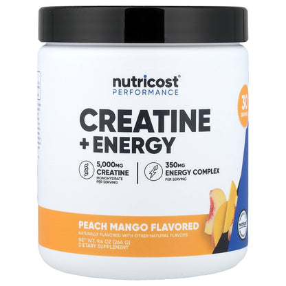 Nutricost, Performance, Creatine + Energy, Peach Mango, 9.4 oz (264 g)