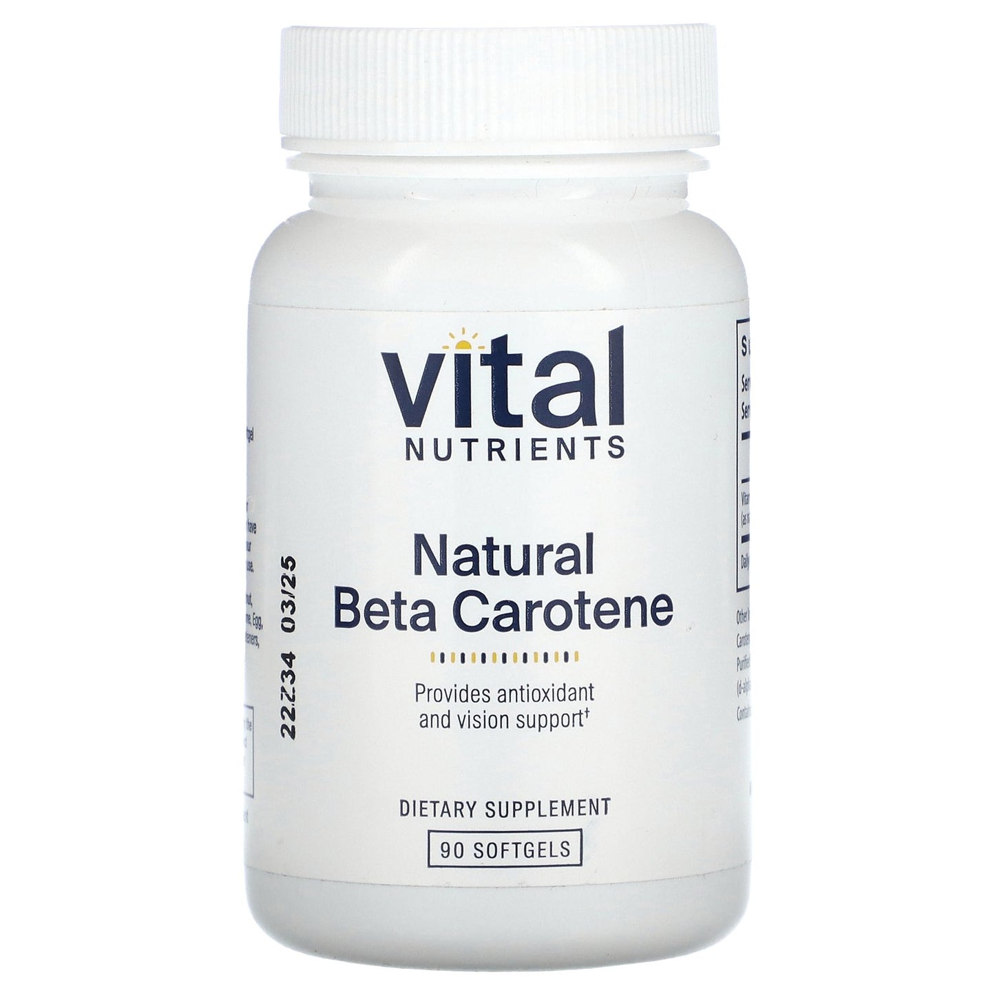 Vital Nutrients, Natural Beta Carotene, 90 Softgels (7,500 mcg RAE per Softgel)