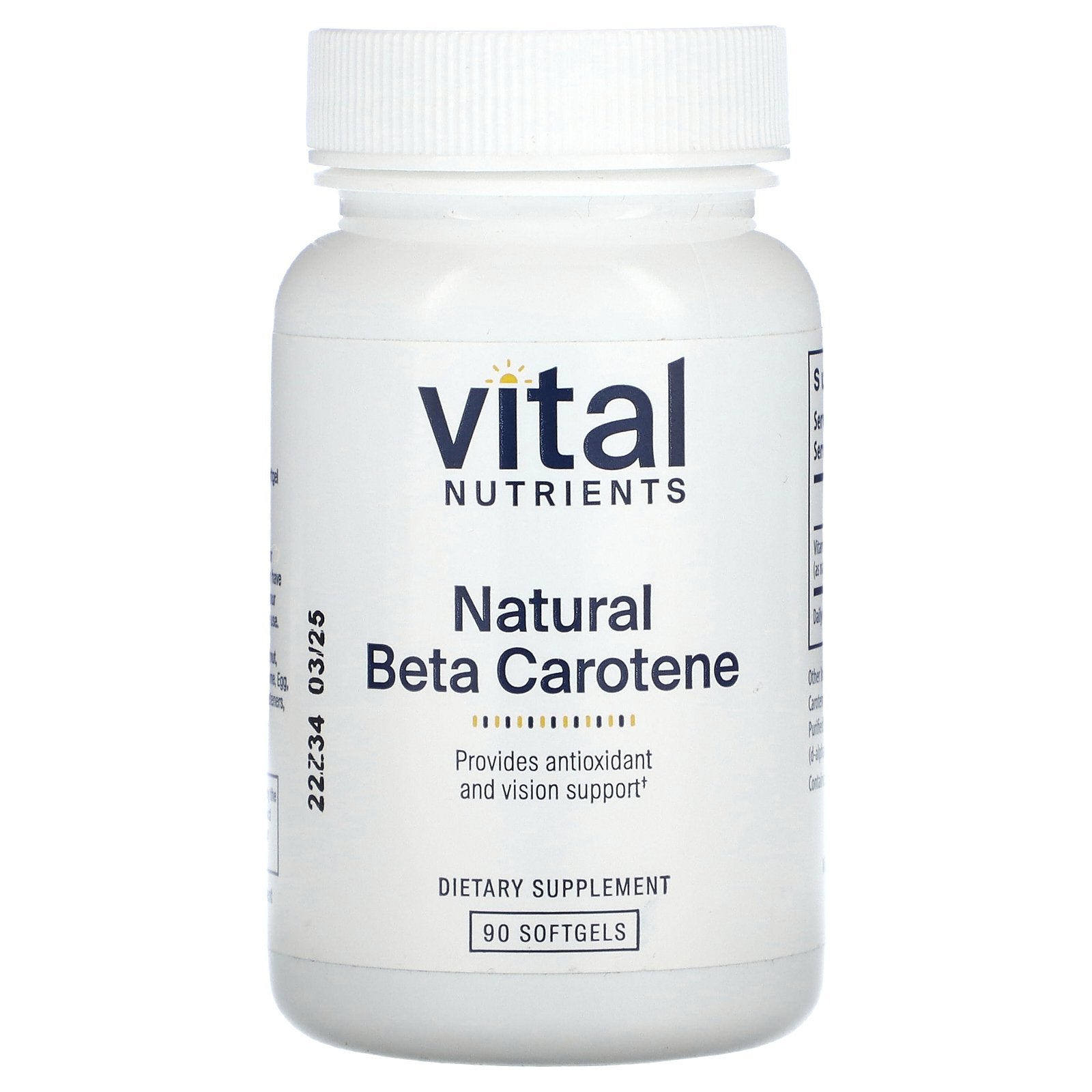 Vital Nutrients, Natural Beta Carotene, 90 Softgels (7,500 mcg RAE per Softgel)