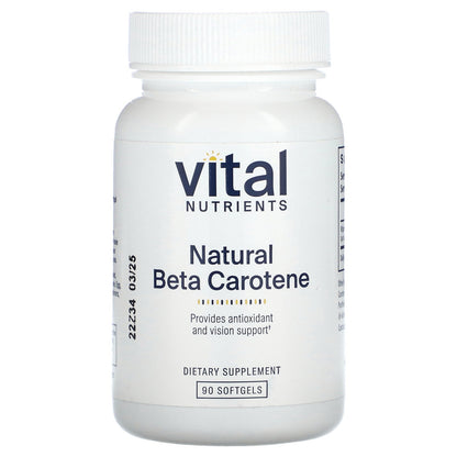 Vital Nutrients, Natural Beta Carotene, 90 Softgels (7,500 mcg RAE per Softgel)