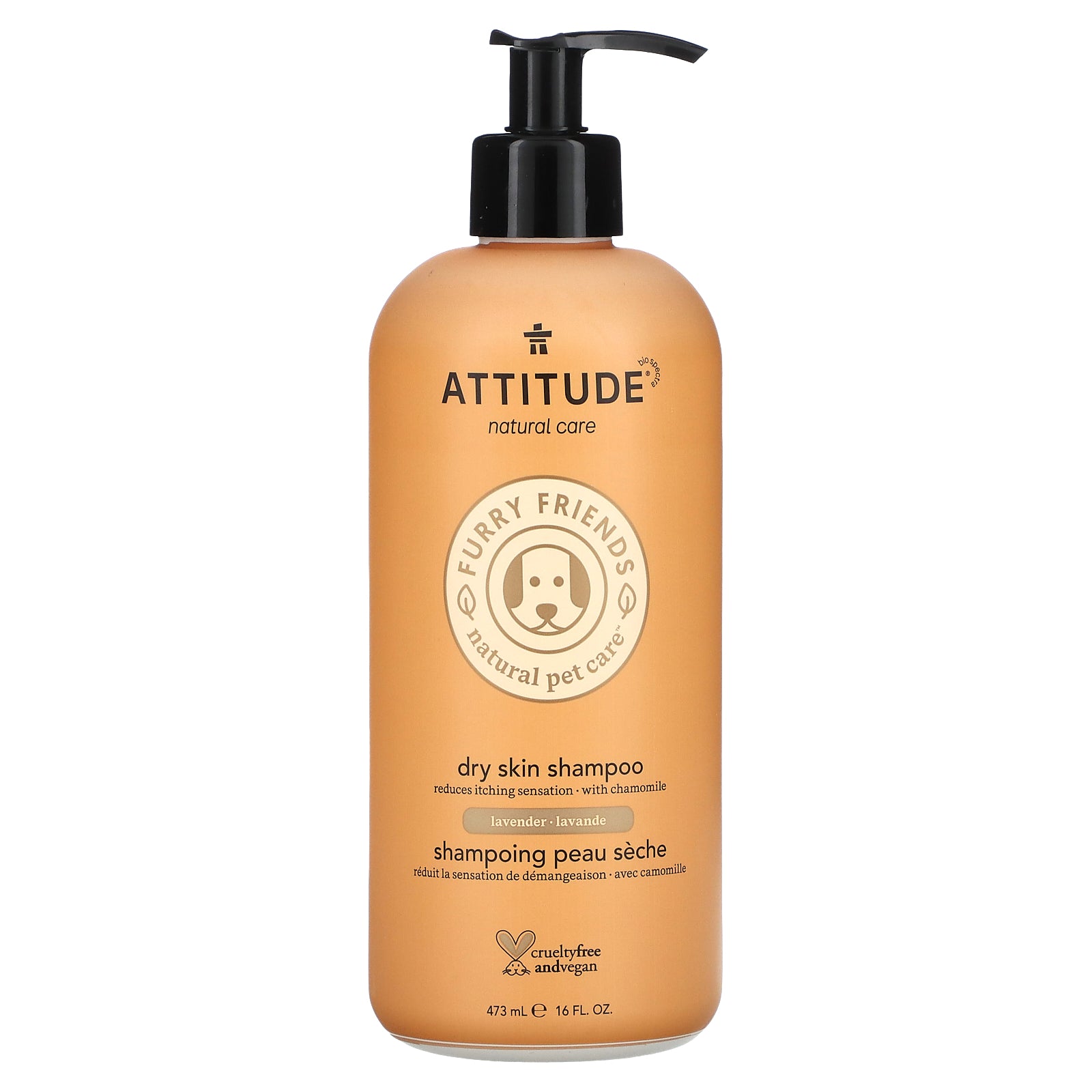 ATTITUDE, Furry Friends Natural Pet Care, Dry Skin Shampoo, Lavender, 16 fl oz (473 ml)