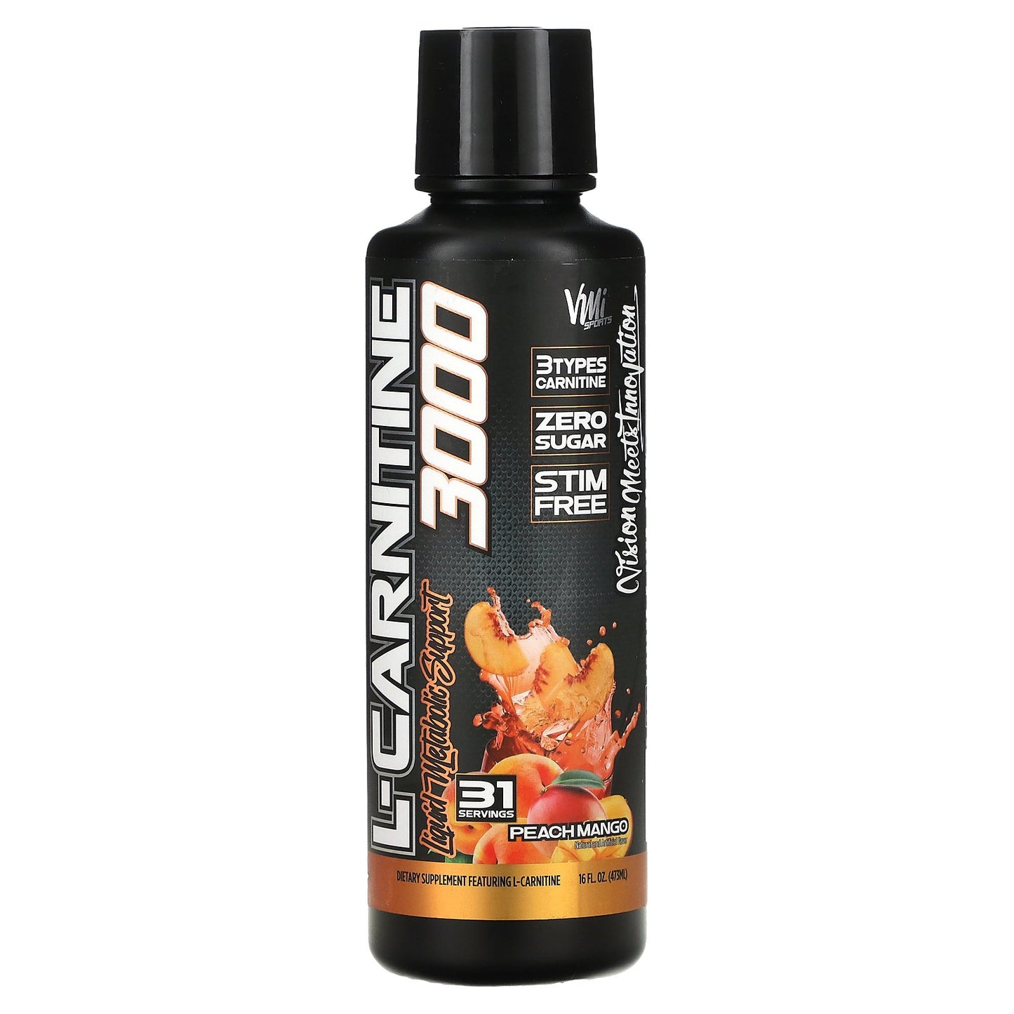 VMI Sports, L-Carnitine 3000, Peach Mango, 16 fl oz (473 ml)