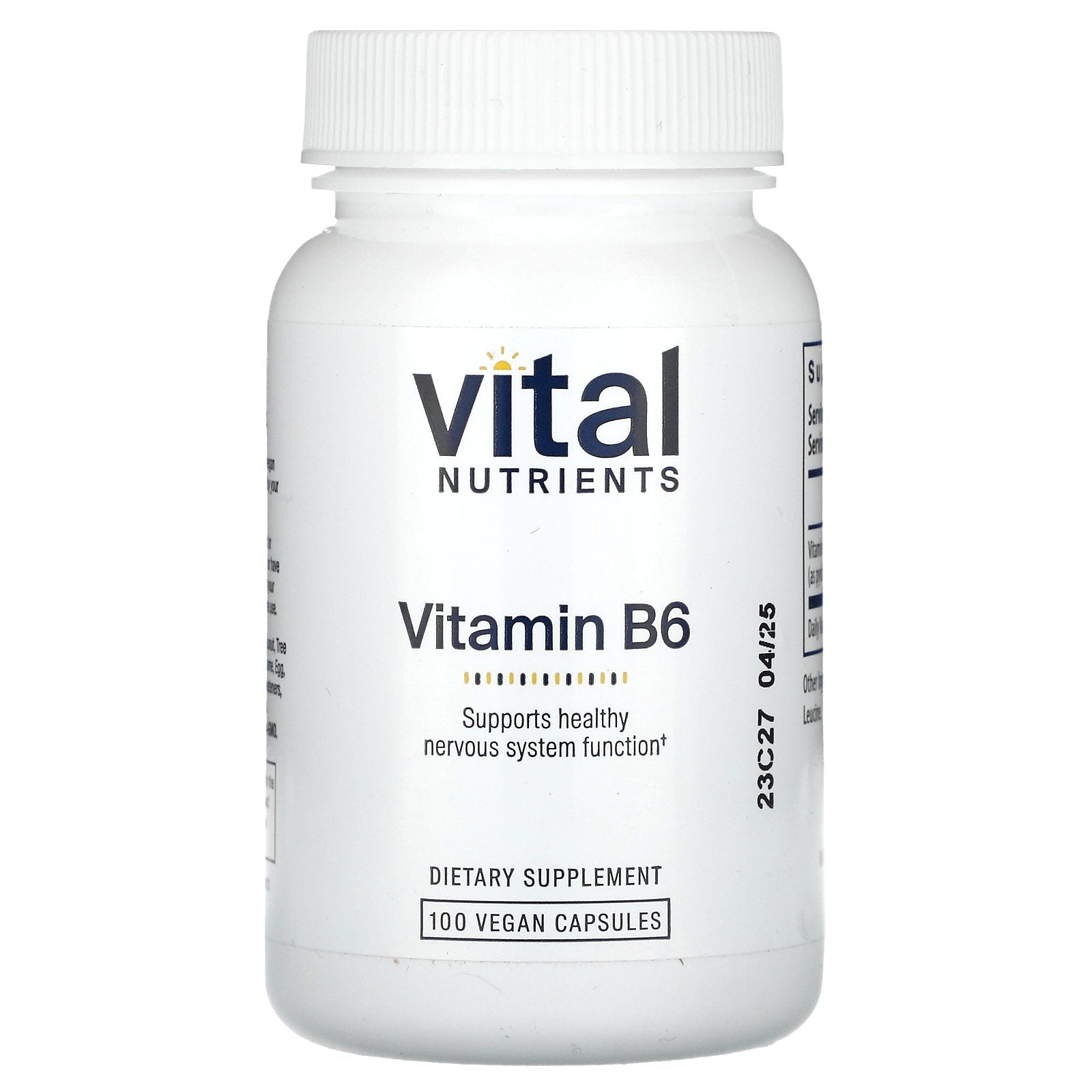 Vital Nutrients, Vitamin B6, 100 Vegan Capsules (100 mg per Capsule)
