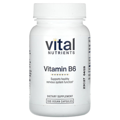 Vital Nutrients, Vitamin B6, 100 Vegan Capsules (100 mg per Capsule)