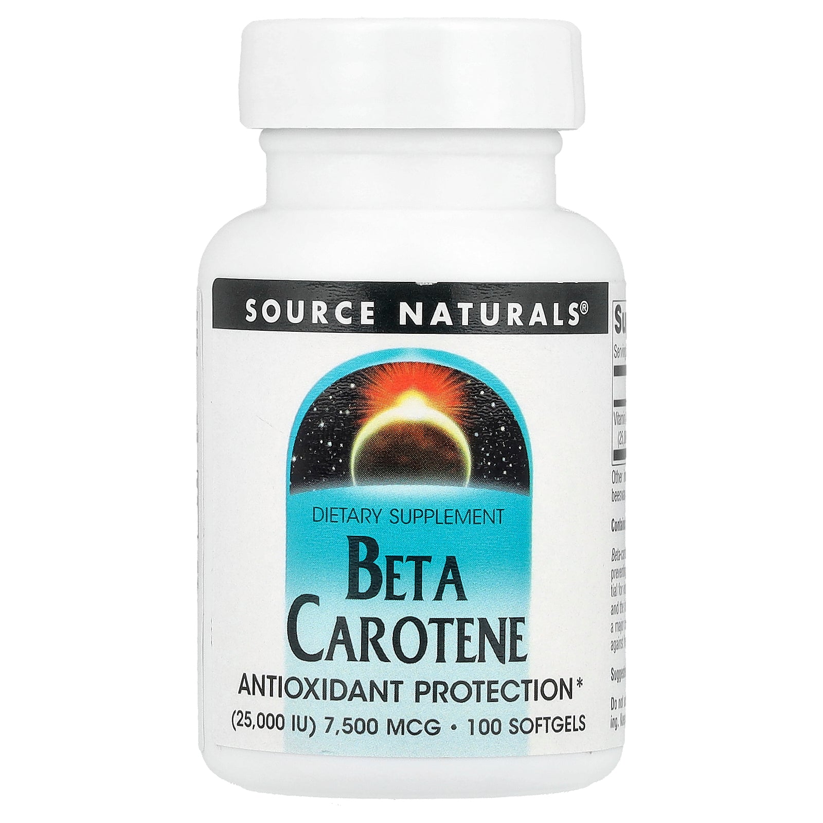 Source Naturals, Beta Carotene , 7,500 mcg (25,000 IU), 100 Softgels