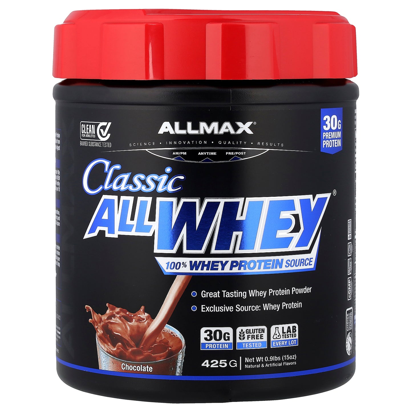 ALLMAX, CLASSIC ALLWHEY®, 100% Whey Protein Source, Chocolate, 0.9 lbs (425 g)