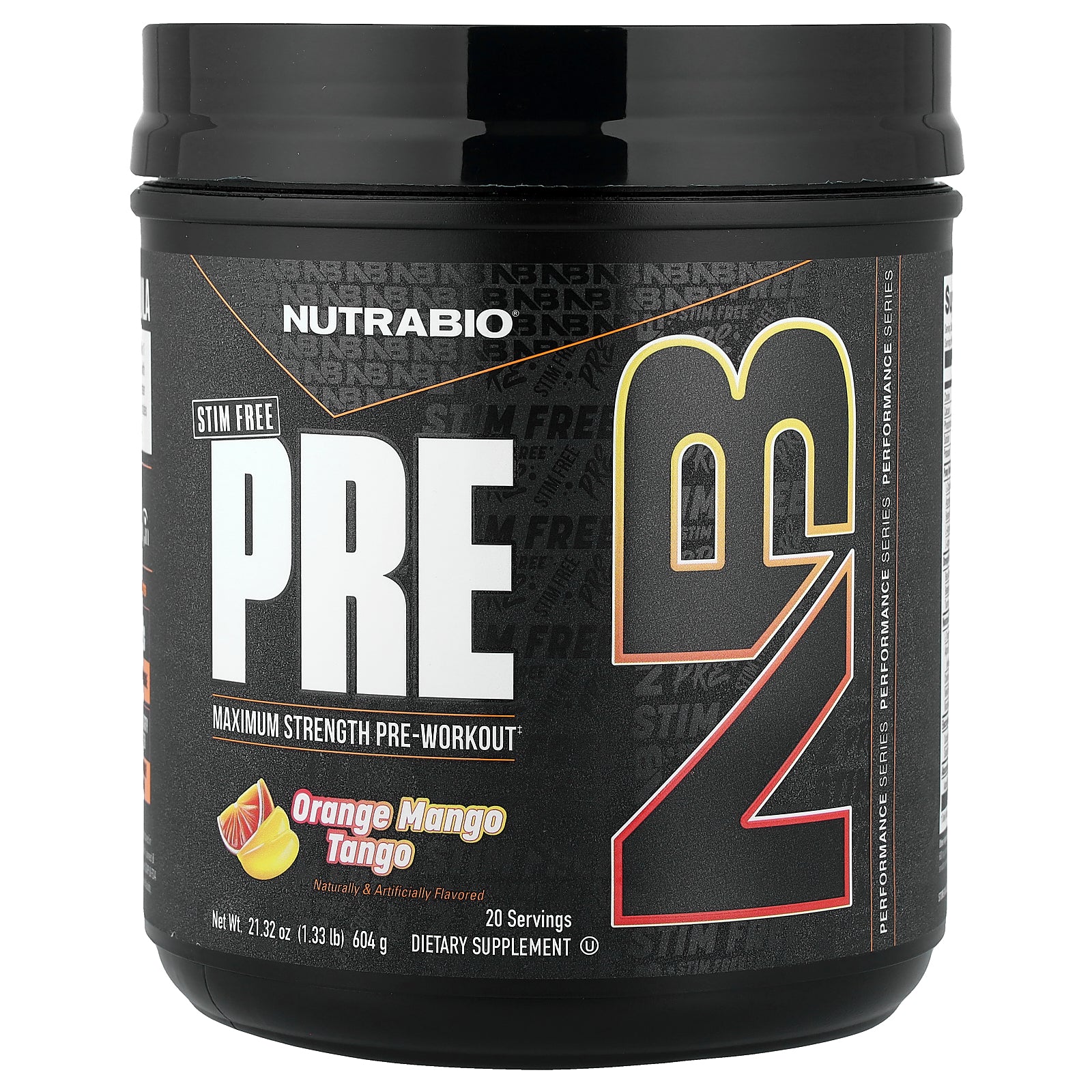 NutraBio, PRE-Workout, Stim Free, Orange Mango Tango, 1.33 lb (604 g)