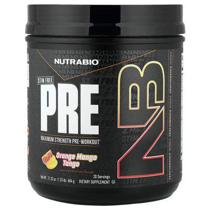 NutraBio, PRE-Workout, Stim Free, Orange Mango Tango, 1.33 lb (604 g)