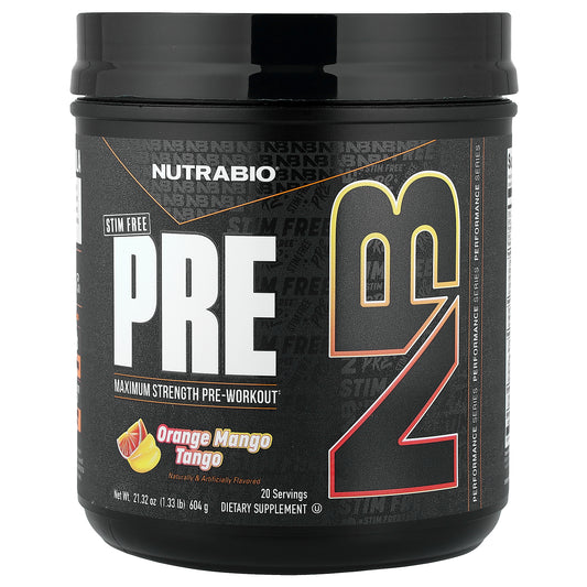 NutraBio, PRE-Workout, Stim Free, Orange Mango Tango, 1.33 lb (604 g)