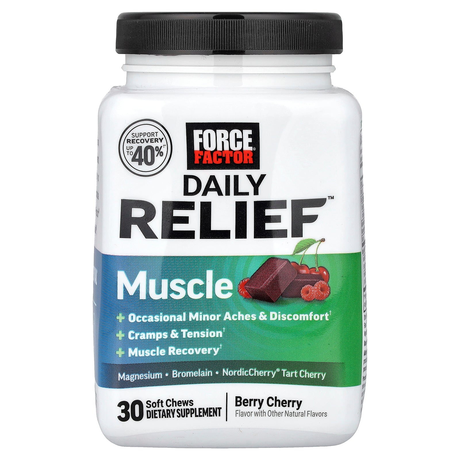 Force Factor, Daily Relief™, Muscle, Berry Cherry, 30 Soft Chews