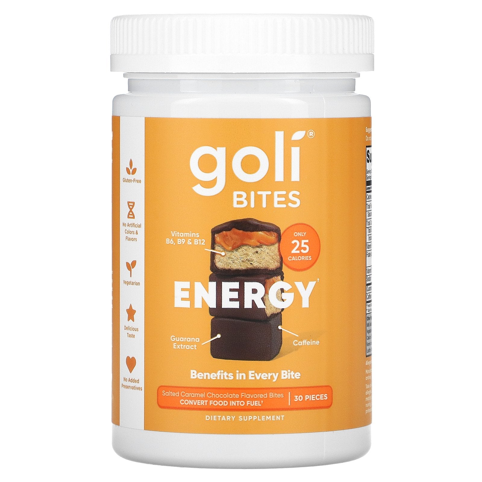 Goli Nutrition, Energy Bites, Salted Caramel Chocolate, 30 Pieces