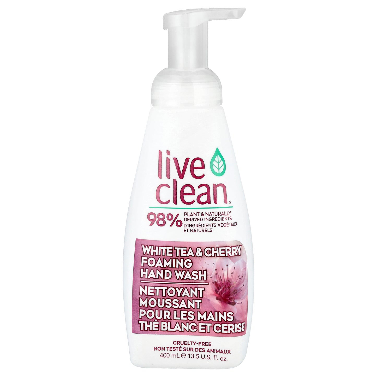 Live Clean, Foaming Hand Wash, White Tea & Cherry, 13.5 fl oz (400 ml)