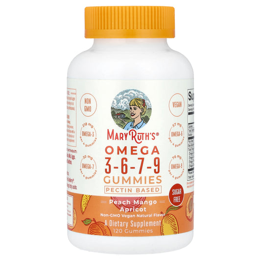 MaryRuth's, Omega 3-6-7-9 Gummies, Peach Mango Apricot, 120 Gummies