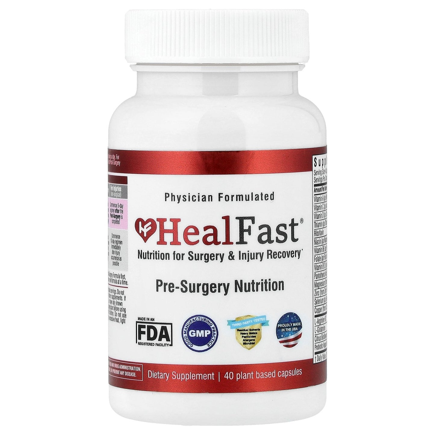 HealFast, Pre-Surgery Nutrition, 40 Plant Based Capsules
