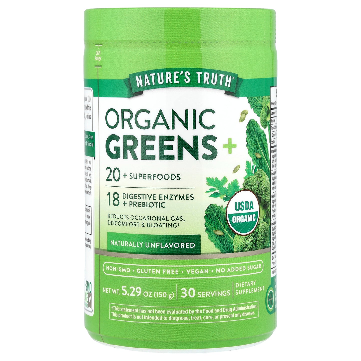 Nature's Truth, Organic Greens+, Naturally Unflavored, 5.29 oz (150 g)