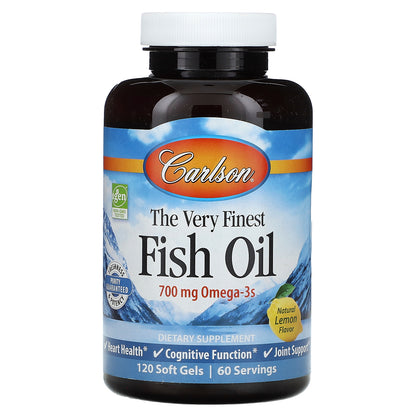 Carlson, The Very Finest Fish Oil, Natural Lemon, 120 Soft Gels