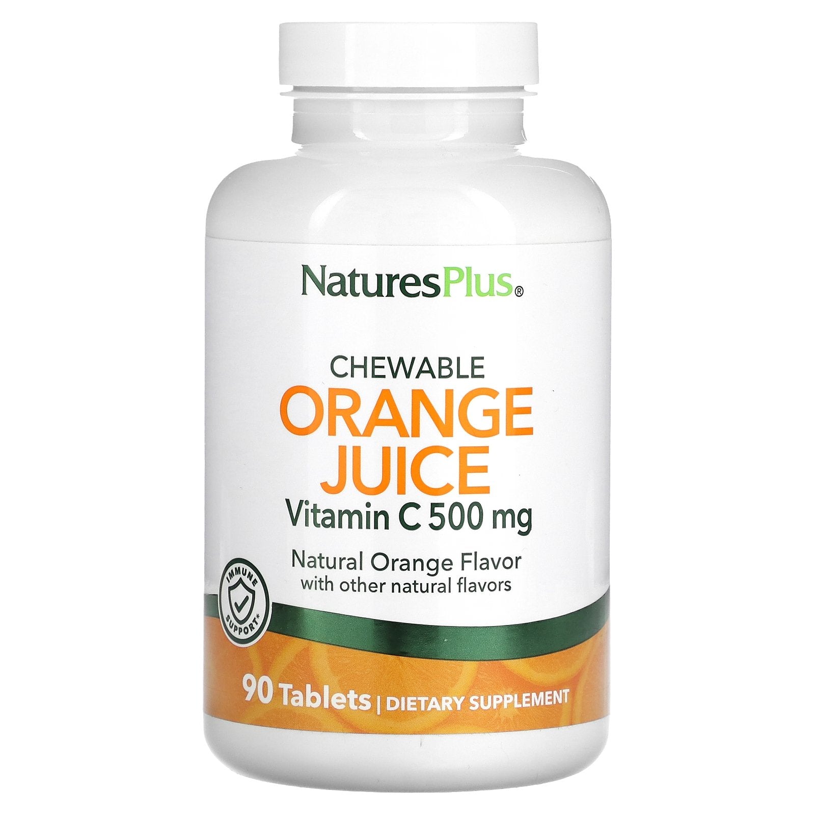 NaturesPlus, Chewable Orange Juice, Vitamin C, Natural Orange, 500 mg, 90 Tablets