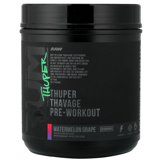 Raw Nutrition, Bum, Thuper Thavage Pre-Workout, Watermelon Grape, 22.08 oz (626 g)