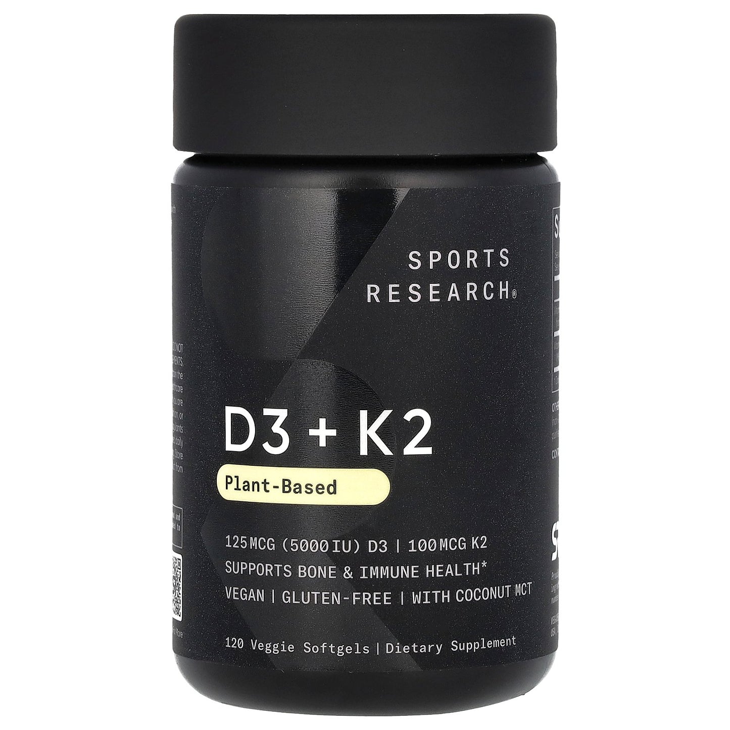 Sports Research, D3 + K2, Plant-Based, 120 Veggie Softgels