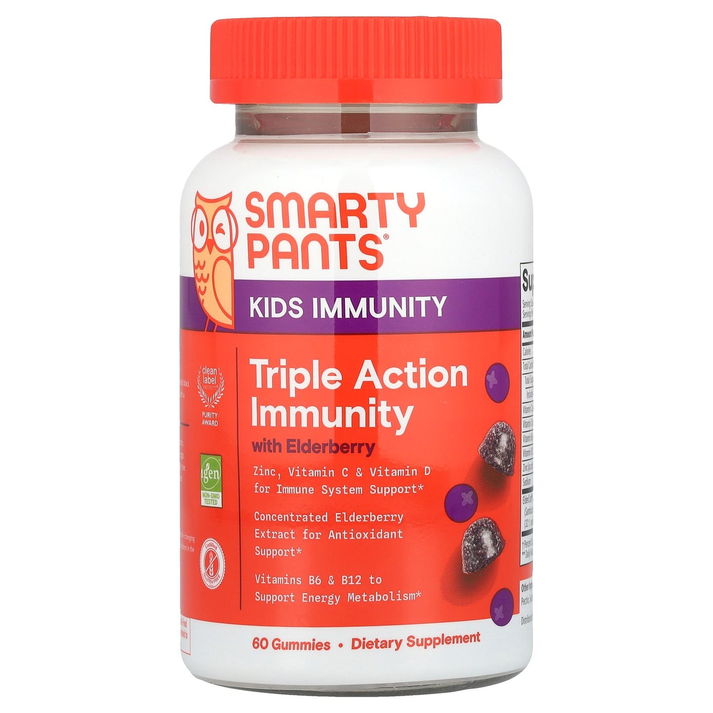 SmartyPants, Kids, Triple Action Immunity Gummies with Elderberry, 60 Gummies