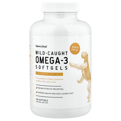 Chew + Heal, Wild-Caught Omega-3, For Dogs and Cats , 180 Softgels