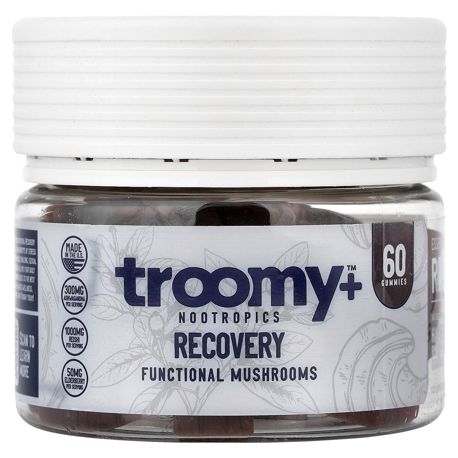 Troomy Nootropics, Recovery, Functional Mushrooms Gummies, Harvest Berry Acai, 60 Gummies
