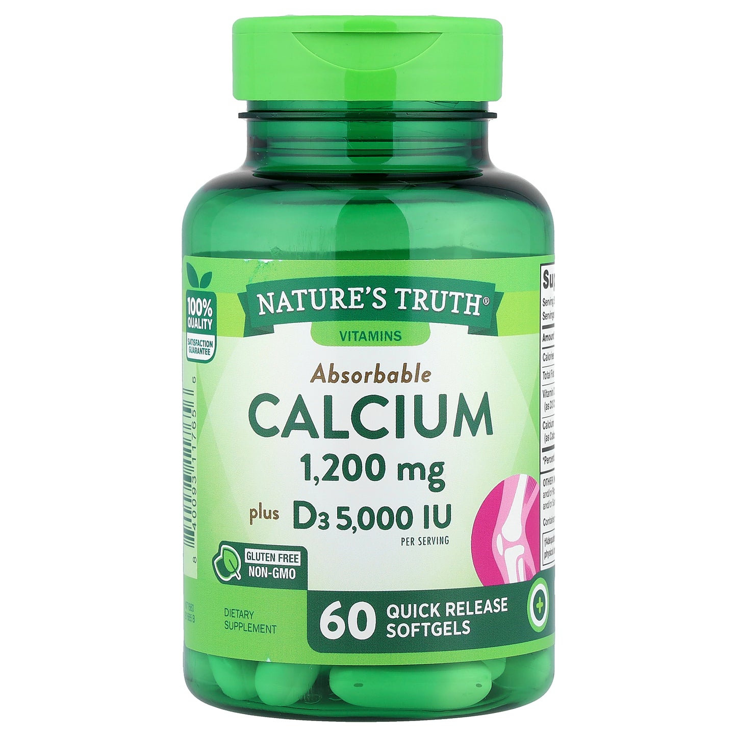 Nature's Truth, Absorbable Calcium Plus D3, 60 Quick Release Softgels
