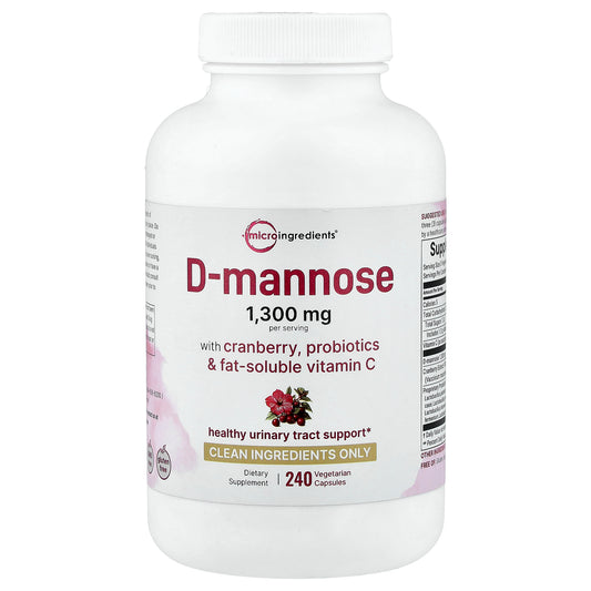 Micro Ingredients, D-Mannose With Cranberry, Probiotics & Fat-Soluble Vitamin C, 240 Vegetarian Capsules