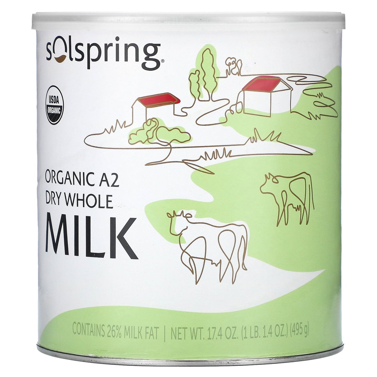 Dr. Mercola, Solspring®, Organic A2 Dry Whole Milk, 17.4 oz (495 g)