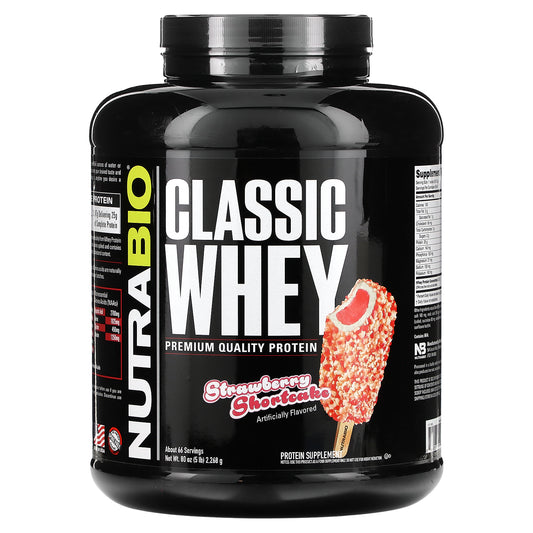 NutraBio, Classic Whey Protein, Strawberry Shortcake, 5 lb (2,268 g)