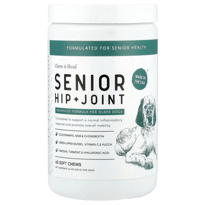 Chew + Heal, Senior Hip + Joint, For Dogs, 60 Soft Chews, 4.6 oz (132 g)