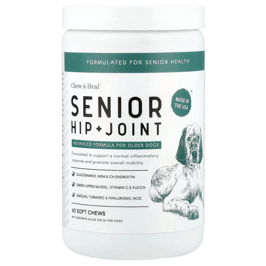 Chew + Heal, Senior Hip + Joint, For Dogs, 60 Soft Chews, 4.6 oz (132 g)