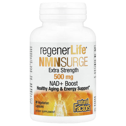 Natural Factors, RegenerLife®, NMN Surge, 500 mg, 30 Vegetarian Capsules