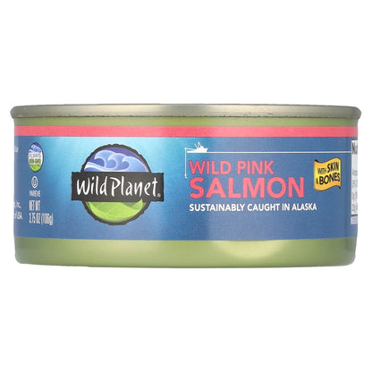 Wild Planet, Wild Pink Salmon with Skin & Bones, 3.75 oz (106 g)