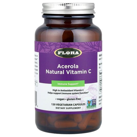 Flora, Acerola Natural Vitamin C , 120 Vegetarian Capsules