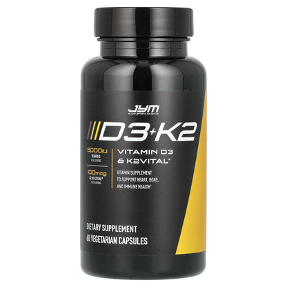 JYM Supplement Science, D3+K2, 60 Vegetarian Capsules