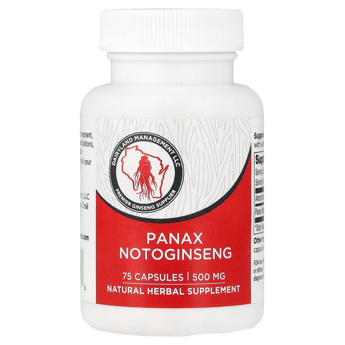 Dairyland Ginseng, Panax Notoginseng, 500 mg, 75 Capsules