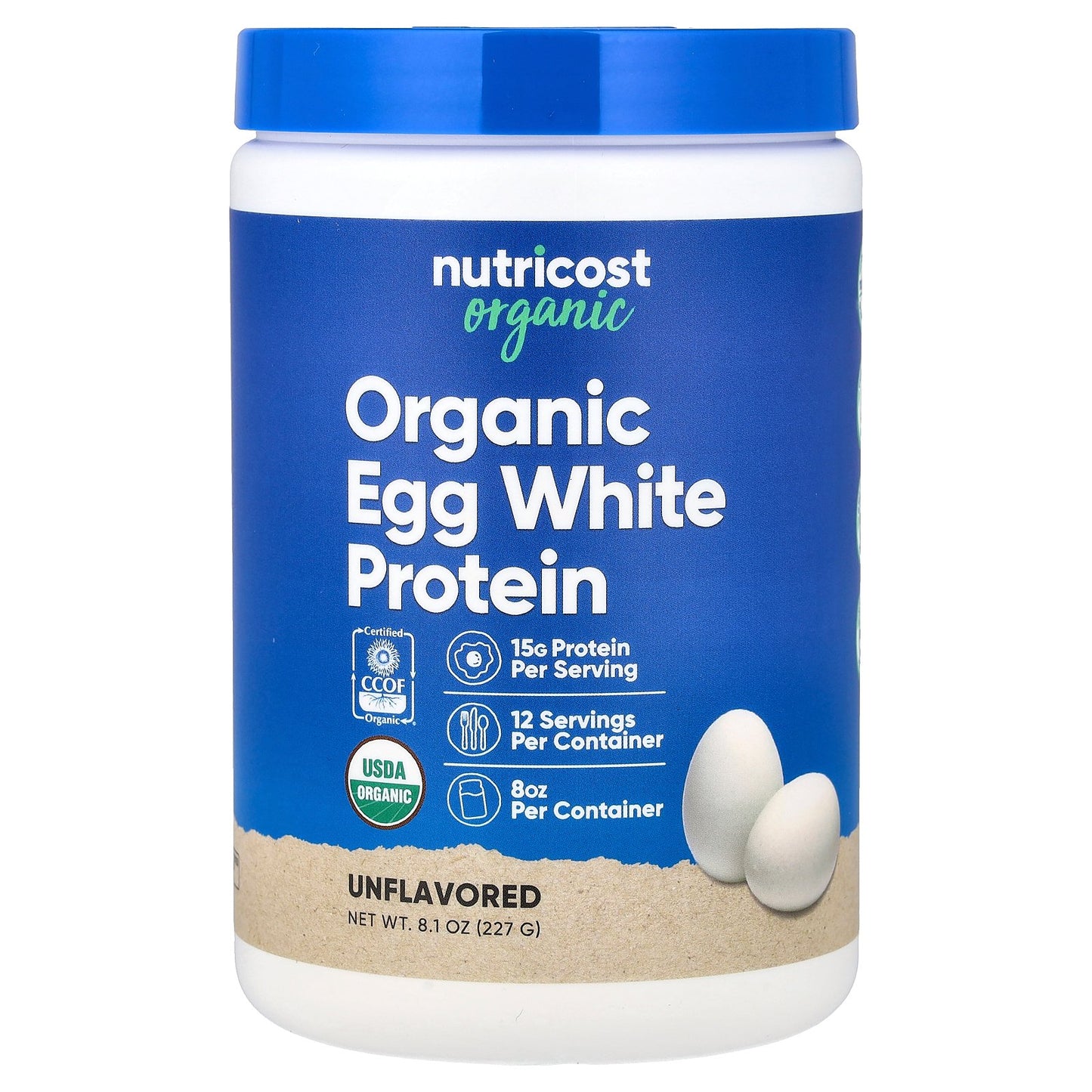 Nutricost, Organic Egg White Protein, Unflavored, 8.1 oz (227 g)