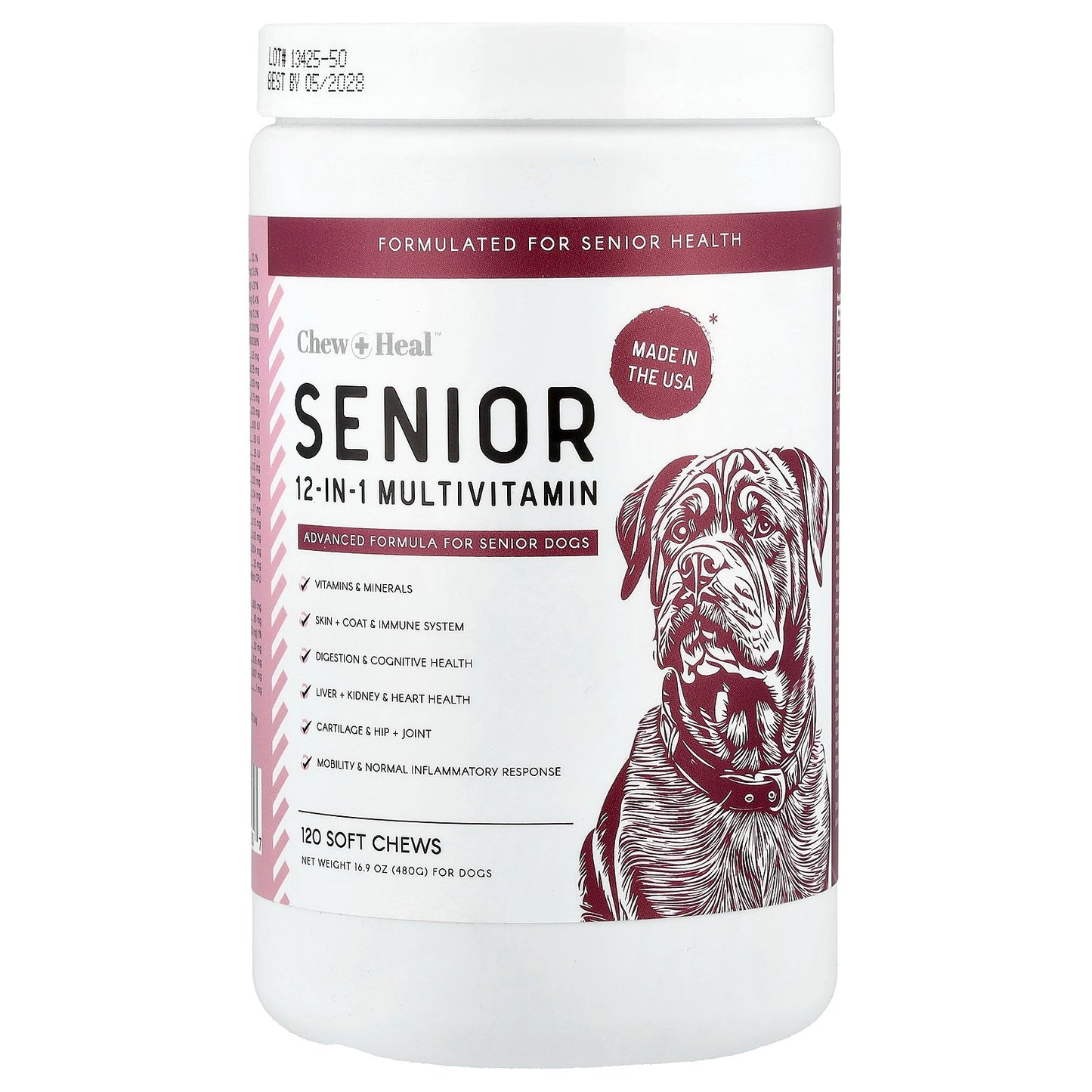 Chew + Heal, Senior 12-in-1 Multivitamin, For Dogs, 120 Soft Chews, 16.9 oz (480 g)