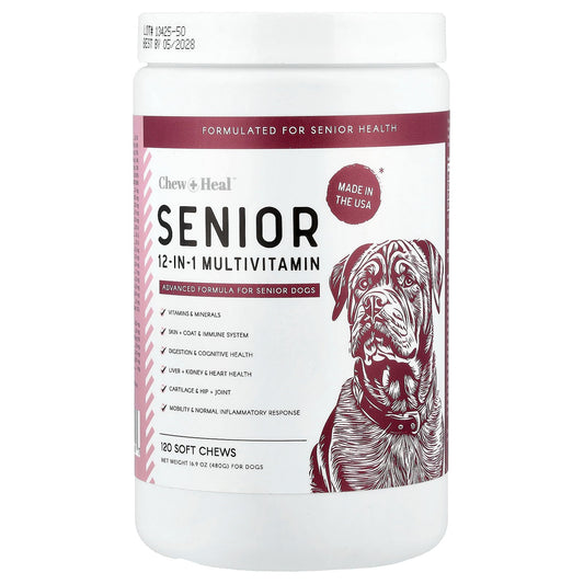Chew + Heal, Senior 12-in-1 Multivitamin, For Dogs, 120 Soft Chews, 16.9 oz (480 g)