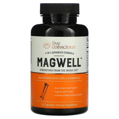 Live Conscious, MagWell, 3-in-1 Advanced Formula, 120 Capsules