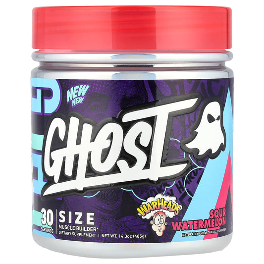 Ghost, Size, Muscle Builder, Warheads® Sour Watermelon, 14.3 oz (405 g)