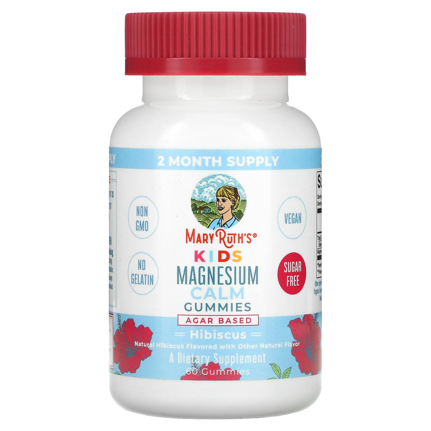 MaryRuth's, Kids Magnesium Calm Gummies, Hibiscus, 60 Gummies